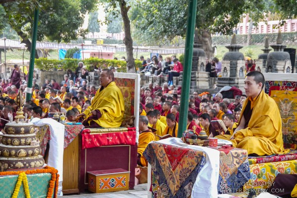 H.H.Karmapa and Shamarpa leading the Kagyu Monlam at Bodhi tree
